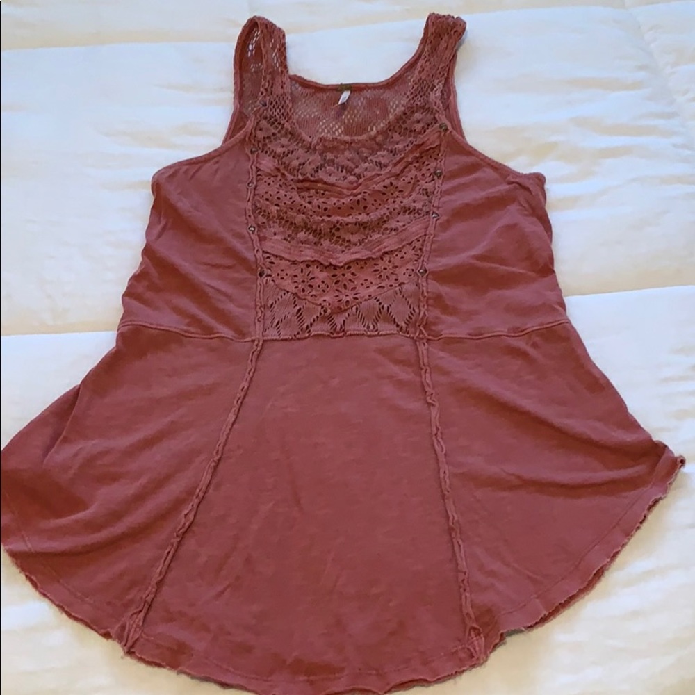 Free People Crochet Detail Tank Top Size M